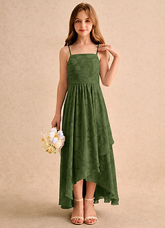 Azazie Twilight Girls Formal Flower Girl Klänningar Klänning A-linje i Blommig Utbrändhet Plisserad image5