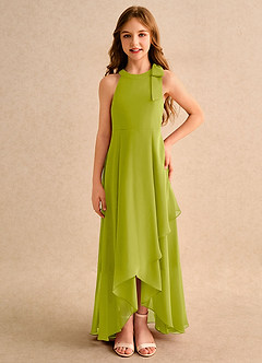 Azazie Boop Girls Formal Blumenmädchenkleider A-Linie Schleifen Chiffon Kleid Zitronengras image3