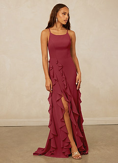 Christian Siriano Bridal for Azazie 1006 Bridesmaid Dresses Pomegranate Mermaid Ruched Chiffon Dress image1