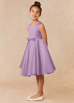 Azazie Coco Blumenmädchenkleider A-Linie Schleifen Matte Satin Kleid Blauregen image2