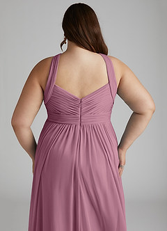 Azazie Hillian Bridesmaid Dresses Vintage Mauve A-Line Halter Pleated Mesh Dress image9