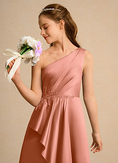 Azazie Taffy Junior Formal Jurken voor bloemenmeisjes A-Lijn Jurk van Mat Satijn Kant Meer Gesneden image6