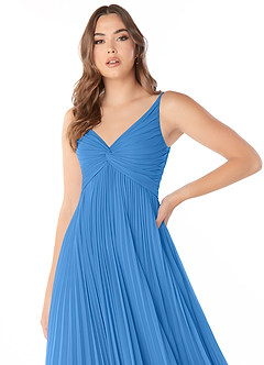Azazie Raychelle Bridesmaid Dresses Blue Jay A-Line V-Neck Chiffon Dress image5