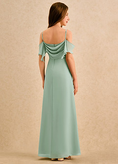 Azazie Pippy Girls Formal Robe Demoiselle D'honneur Fillette Robe Trapèze en Mousseline de soie Encolure en Forme de Cœur Agave image6