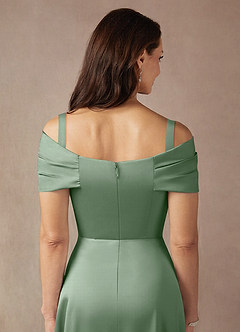 Azazie Amelia Kleider für die Brautmutter A-Linie Schulterfrei Stretch-Satin Kleid Matcha image7