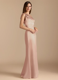 Azazie Rinna Bridesmaid Dresses English Rose Mermaid Ruched Metallic Satin Dress image3
