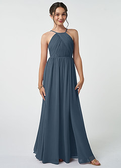 Azazie Leighton Junior Neptune A-Line Pleated Chiffon Dress image2