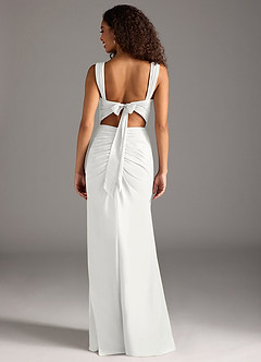 Azazie Jesaphine Bridesmaid Dresses White Sheath Bow Chiffon Dress image2