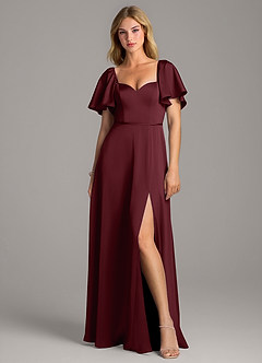 Azazie Chloe Bridesmaid Dresses Cabernet A-Line Sweetheart Neckline Stretch Satin Dress image4