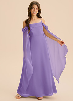 Azazie Moana Junior Linia A Pofałdowany Szyfon Długość podłogi Młodsza druhna Sukienka image6