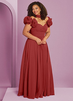 Barbie ♥ Azazie Bridesmaid Dresses Rust A-Line Off the Shoulder Chiffon Convertible Dress image12