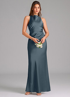 Azazie Evadne Bridesmaid Dresses Twilight A-Line Pleated Stretch Satin Dress image6