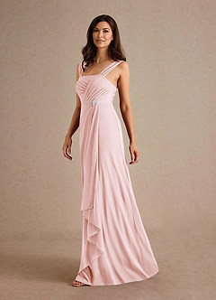 Azazie Clinton Mother of the Bride Dresses Blushing Pink A-Line Pleated Mesh Dress image6