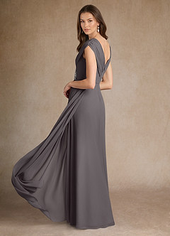 Azazie Bronson Mother of the Bride Dresses Steel Grey A-Line Pleated Chiffon Dress image3