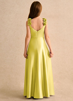 Azazie Rosita Girls Formal 플라워 걸 드레스 에이라인 플리츠 매트 새틴 플로어 기장 드레스 image4