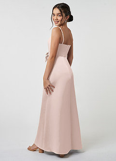 Azazie Anina Junior Robe Trapèze en Satin extensible Arc Rose Pâle image5
