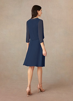 Azazie Klaus Mother of the Bride Dresses Dark Navy A-Line Scoop Sequins Chiffon Dress image2