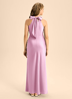 Azazie Doretta Junior Candy Pink Mermaid Pleated Stretch Satin Dress image2