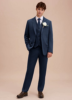 front Ethan Dark Navy Refined Weave 3-piece Suit