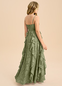 Azazie Peyton Junior Vestido de Pistacho de Devorado Floral de Corte en A con Plisado image2