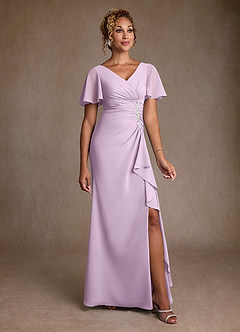 Azazie Suffolk Mère de la mariée Robes Robe Trapèze en Mousseline de soie Plissée Frostiges Flieder image1