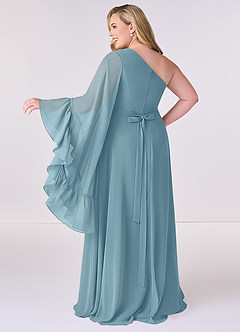 Barbie ♥ Azazie Bridesmaid Dresses Moody Blue A-Line Long Sleeve Chiffon Dress image8