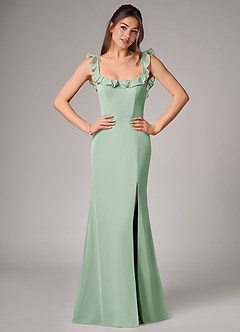 Azazie Callie Bridesmaid Dresses Agave Mermaid Side Slit Chiffon Convertible Dress image1