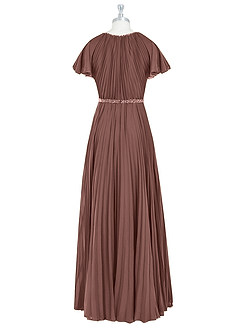 Azazie Kara Modest Bridesmaid Dresses A-Line Pleated Chiffon Floor-Length Dress image8
