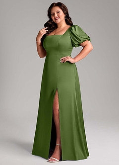 Azazie Fyona Bridesmaid Dresses Juniper A-Line Pleated Stretch Satin Dress image12