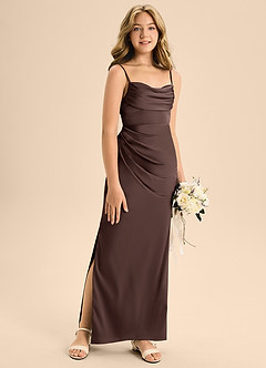 Azazie Mai Junior Ganache A-Line Sweetheart Neckline Stretch Satin Dress image3