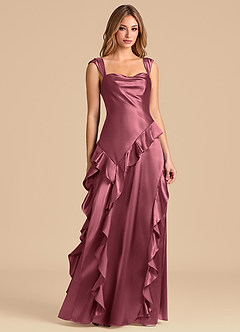 Azazie Sloane Robes de demoiselle d'honneur Robe Trapèze en Satiné métallisé Encolure en Forme de Cœur Rose Du Désert image5