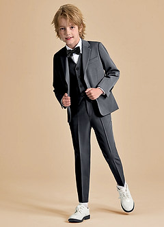 front Oliver Boys Charcoal 5-Piece Suit