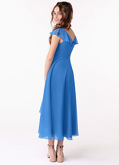 Azazie Posie Junior Blue Jay A-Line Ruched Chiffon Dress image2