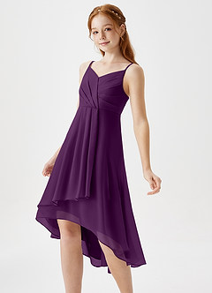 Azazie Mariam Junior Grape A-Line Pleated Chiffon Dress image1