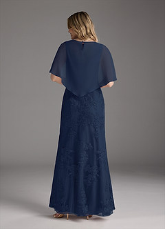 Azazie Whilhelmina Mother of the Bride Dresses Dark Navy Mermaid Lace Chiffon Dress image12