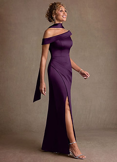 Azazie Kamala Suknie dla Matki Panny Młodej Osłona Jedno ramię Satyna elastyczna Długość podłogi Sukienka image3