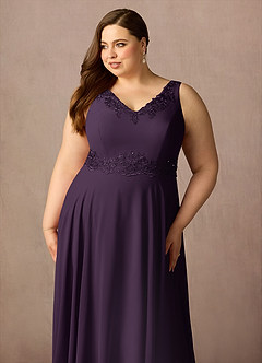 Azazie Devana Mother of the Bride Dresses Plum A-Line Sequins Chiffon Dress image15