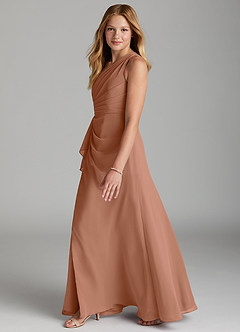Azazie Maive Junior Bronzer A-Line Pleated Chiffon Dress image5