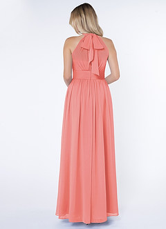 Azazie Iman Bridesmaid Dresses Coral A-Line A-Line Ruched Chiffon Dress image2
