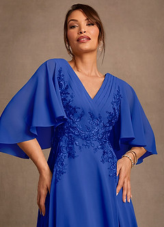 Azazie Tilda Mother of the Bride Dresses Royal Blue A-Line Lace Chiffon Dress image5