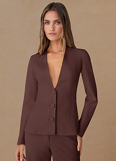 front Elara Expresado Blazer a medida de tejido refinado