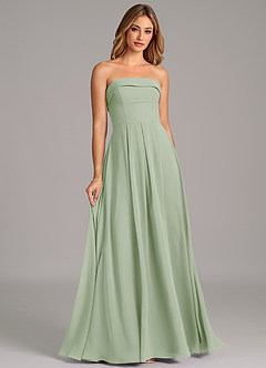 Azazie Lucienne Brudtärnklänningar Klänning av A-Linje i Chiffong Axelbandslös Dusty Sage Konvertibel image3