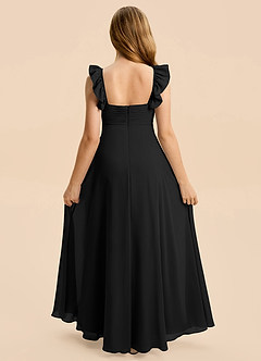 Azazie Dory Junior Black A-Line Ruched Chiffon Dress image2