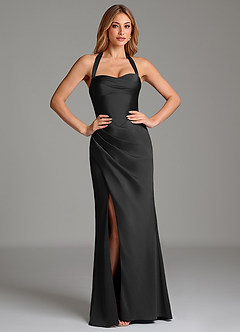 Azazie Serenity Bridesmaid Dresses Black Mermaid Sweetheart Neckline Stretch Satin Dress image5