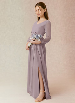 Azazie Angelica Junior Abito A-Line in Chiffon Plissettato Dusk image3