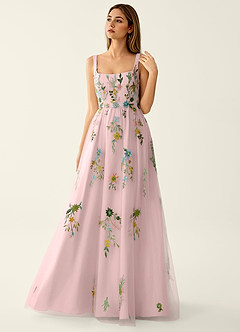 Saofire Blush Pink Multi Buntes, mit Blumen besticktes Ballkleid image4