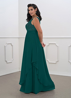 Azazie Xella Mother of the Bride Dresses Peacock A-Line Lace Chiffon Dress image11