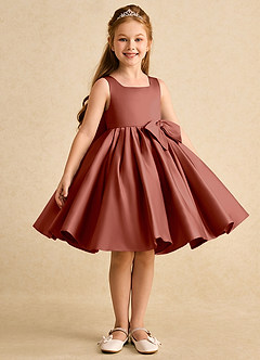 Azazie Jessie Flower Girl Dresses Auburn A-Line Bow Matte Satin Dress image5
