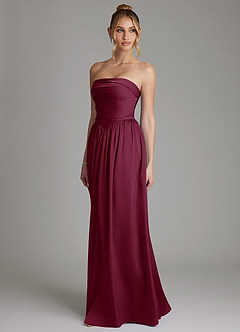 Azazie Zena Bridesmaid Dresses Mulberry A-Line Strapless Stretch Satin Dress image5