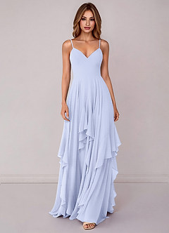 Azazie Zaina Robes de demoiselle d'honneur Robe Trapèze en Mousseline de soie Lavande image4